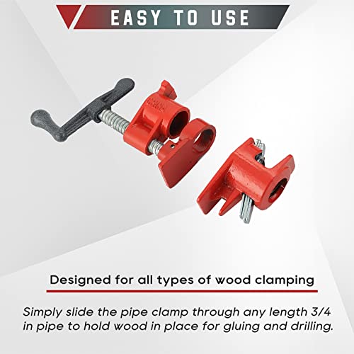 ATPEAM Wood Gluing Pipe Clamp Set | 8 Pack Heavy Duty Cast Iron Quick Release Pipe Clamps for Woodworking (8, 3/4") - Image 5