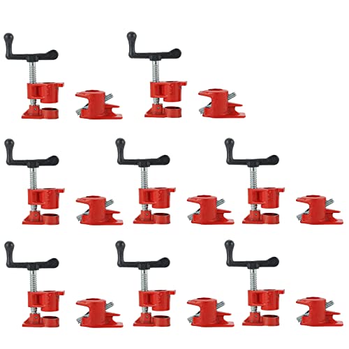 ATPEAM Wood Gluing Pipe Clamp Set | 8 Pack Heavy Duty Cast Iron Quick Release Pipe Clamps for Woodworking (8, 3/4") - Image 1