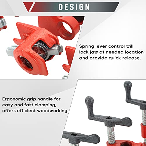 ATPEAM Wood Gluing Pipe Clamp Set | 8 Pack Heavy Duty Cast Iron Quick Release Pipe Clamps for Woodworking (8, 3/4") - Image 4