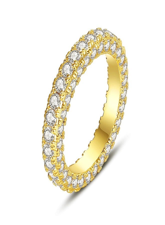 OUXi Stackable Gold Rings for Women Mom Girls Trendy, Eternity Cubic Zirconia Band Ring Jewelry Gifts for Engagement Wedding Mothers Valentine Day Christmas Birthday, Ring Size 8 - Image 1