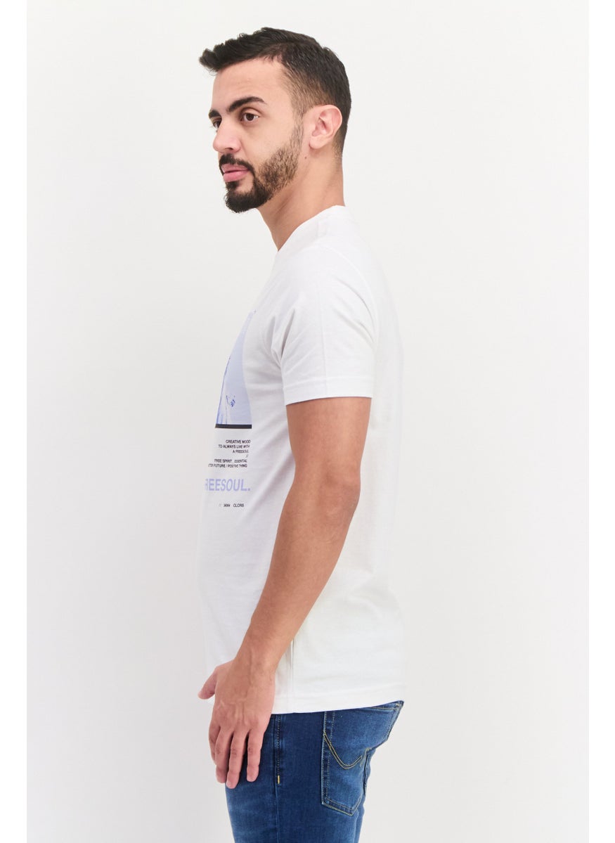 Free Soul - Men Crew Neck Short Sleeve Printed Troon T-Shirts, White - Image 1