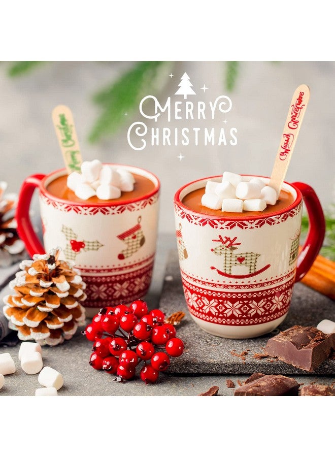 هوليري ملاعق عيد الميلاد الخشبية للاستخدام مرة واحدة من Hoolerry، 100 قطعة، مقاس 5.5 بوصة، ملاعق عيد ميلاد سعيد، ملاعق حلوى الشوكولاتة الساخنة، ملاعق تذوق شتوية للكعك والقهوة والآيس كريم - Image 2