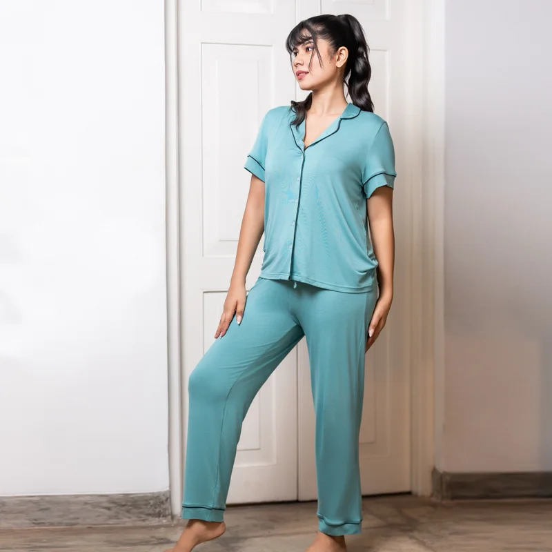 Aadaraya Aadaraya Pyjama Set Shirt and Pants Rayon