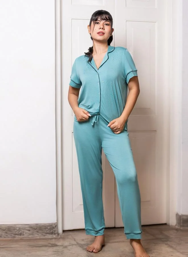 Aadaraya Aadaraya Pyjama Set Shirt and Pants Rayon