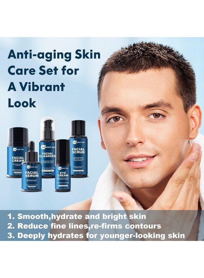 FULLLIGHT TECH Gifts for Men,Mens Anti Aging Skin Care Kit,Reduce Wrinkles & Hydrate Skin w/Facial Cleanser,Scrub,Cream,Serum,Eye Cream Unique Men Gifts Stocking Stuffers for Christmas,Gift for Him Boyfriend Husband - Image 4