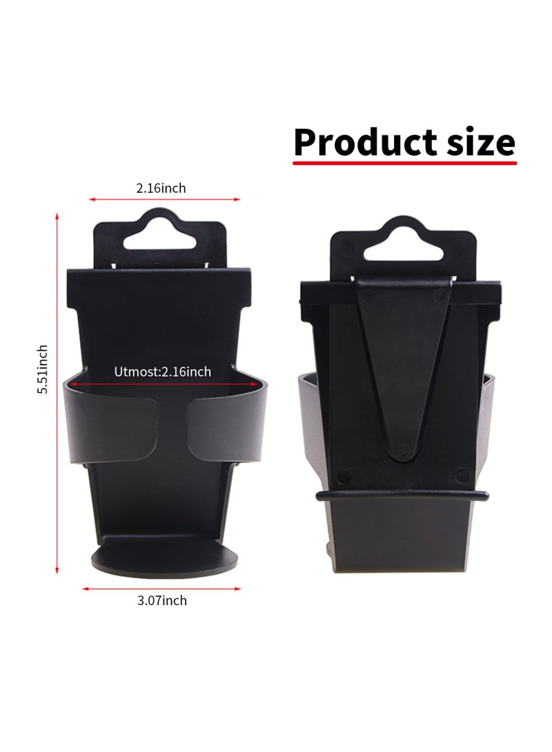 SOLARAE 2 PCS Car Cup Holder for 0.4In Hook, 5.5In x 3.0In x 3.0In Multifunctional Plastic Vehicle Seat Back Drink Bottle Holder, Universal Hanging Waterproof Auto Headrest Cup Organizer (Black) - Image 4