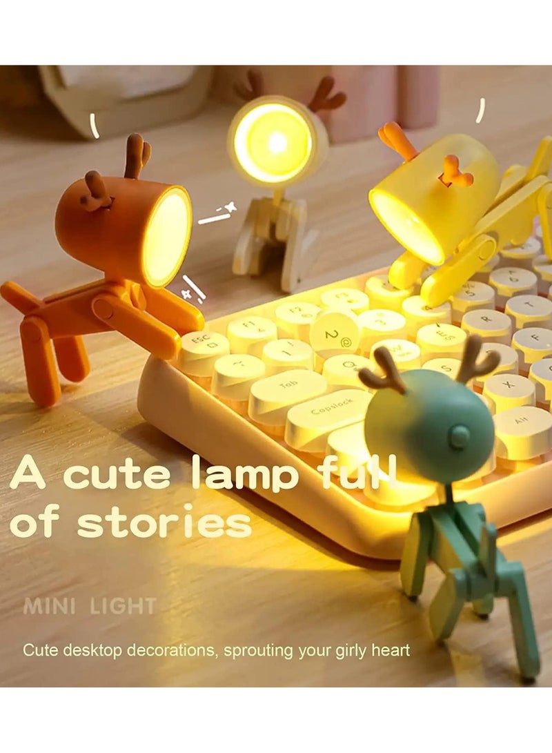 كيمايا مصباح مكتب LED صغير لطيف على شكل غزال، مصباح ليلي إبداعي على شكل غزال، مصباح مكتب صغير محمول قابل للتعديل، مصباح ليلي لطاولة القراءة للأطفال والطلاب وغرف النوم والحضانة (غزال أخضر)  - Image 2
