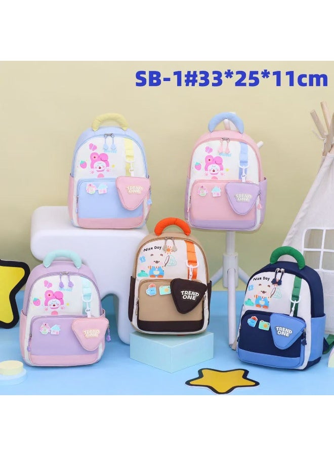 Trend Children's bag with small drawings practical design with two pockets raw material suitable for school and trips
