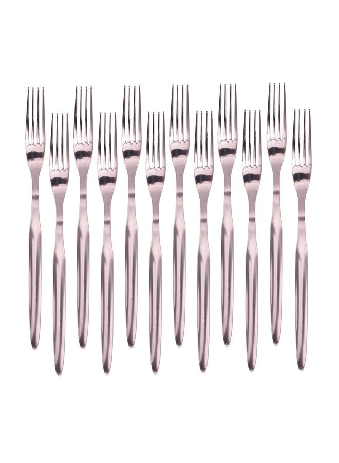Dev Industries Stainless Steel Forks Set of 12-Fork Set for Home & Kitchen for Fruit Fork for Dining Table,Shiny & Sturdy Handle Fork 16cm,Silver (17Gauge)(Fork_(Vikas_Plain_Design)_12pcs_set, Medium) - Image 1