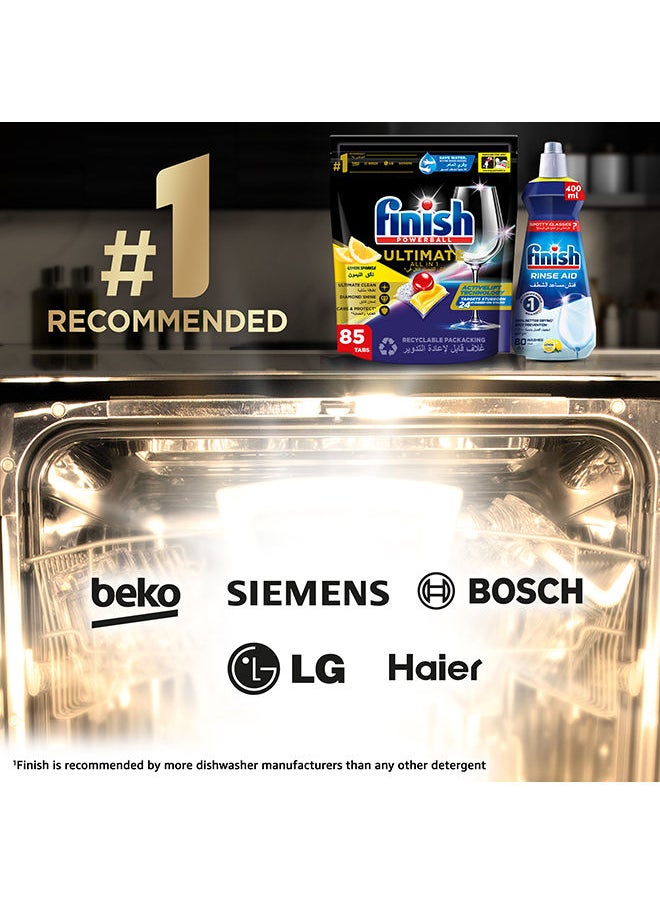 Finish - Powerball Ultimate All In 1 Dishwasher Detergent Diamond Shine Lemon Sparkle 85 Tablets Multicolour - Image 1