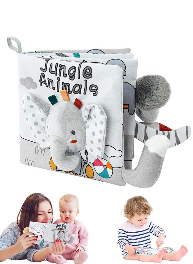 Organizer Infant Cloth Book Toys, 3D Touch Feel High Contrast Cloth Book, Baby Books Toys for Baby 0-12 Months, Soft Baby Books Touch and Feel Crinkle for Infants Toddler Gifts Toy(Elephant) - Image 1
