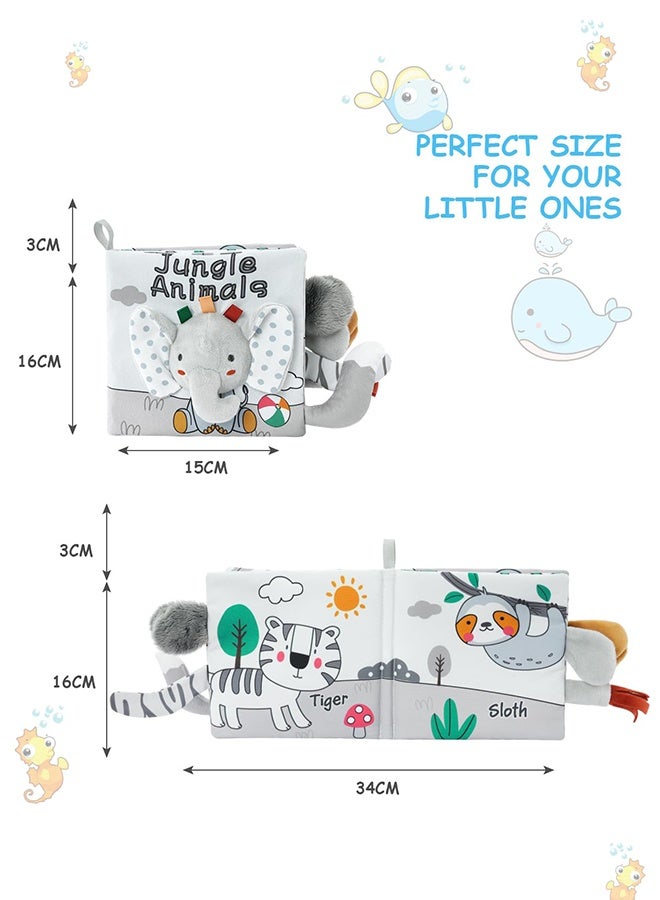 Organizer Infant Cloth Book Toys, 3D Touch Feel High Contrast Cloth Book, Baby Books Toys for Baby 0-12 Months, Soft Baby Books Touch and Feel Crinkle for Infants Toddler Gifts Toy(Elephant) - Image 2