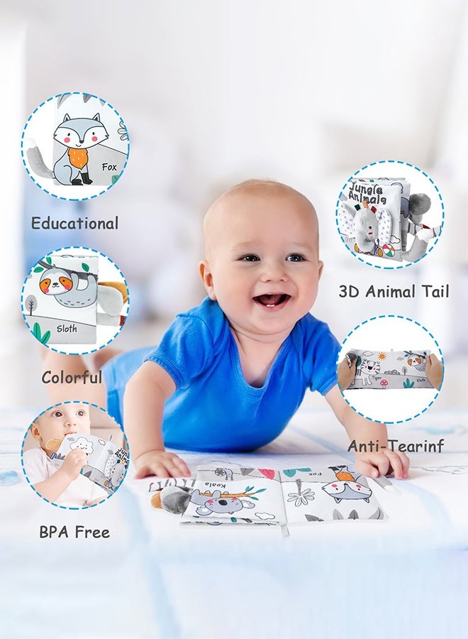 Organizer Infant Cloth Book Toys, 3D Touch Feel High Contrast Cloth Book, Baby Books Toys for Baby 0-12 Months, Soft Baby Books Touch and Feel Crinkle for Infants Toddler Gifts Toy(Elephant) - Image 4