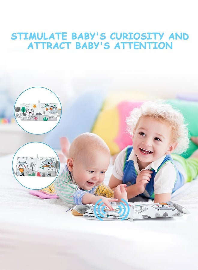 Organizer Infant Cloth Book Toys, 3D Touch Feel High Contrast Cloth Book, Baby Books Toys for Baby 0-12 Months, Soft Baby Books Touch and Feel Crinkle for Infants Toddler Gifts Toy(Elephant) - Image 3