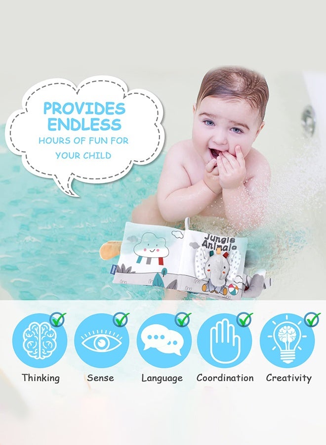 Organizer Infant Cloth Book Toys, 3D Touch Feel High Contrast Cloth Book, Baby Books Toys for Baby 0-12 Months, Soft Baby Books Touch and Feel Crinkle for Infants Toddler Gifts Toy(Elephant) - Image 5