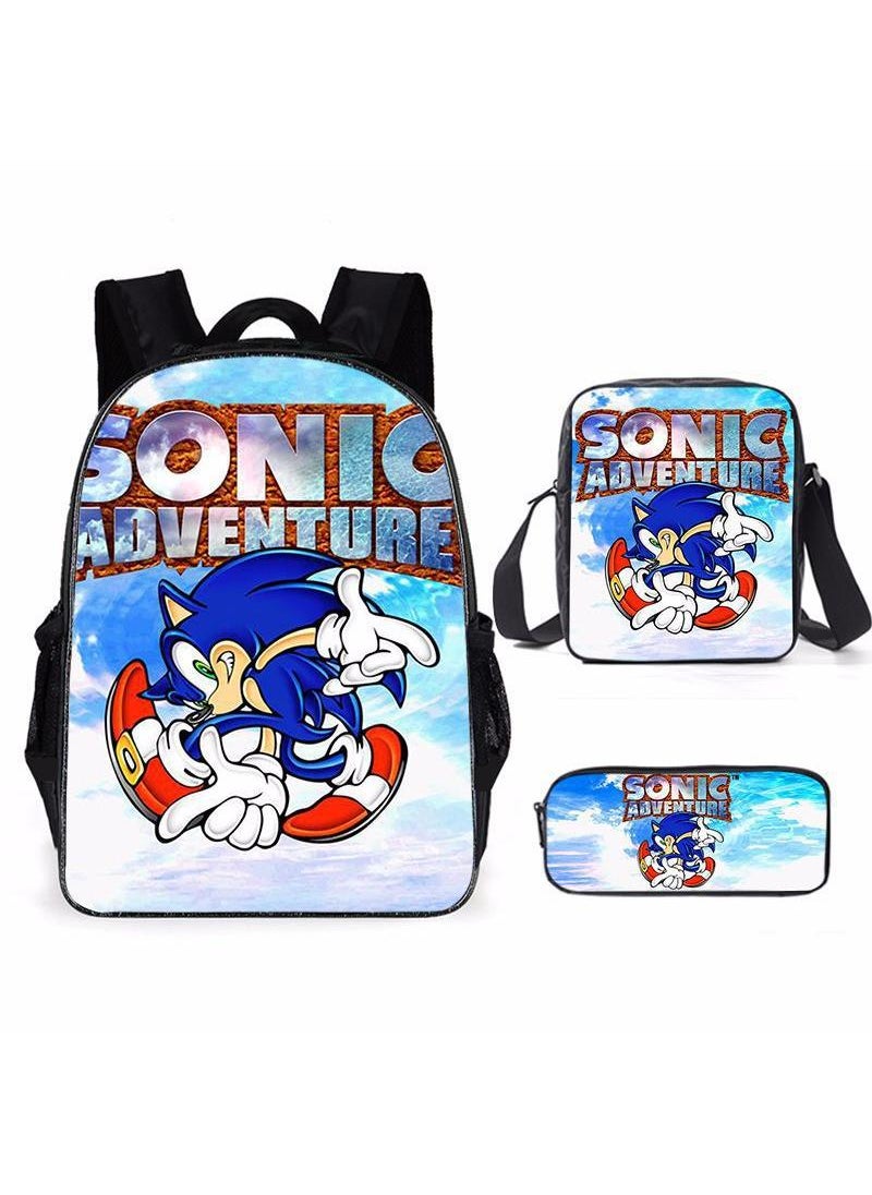 General - 3-Piece Cartoon SONIC 3D Print Backpack Set - Image 1