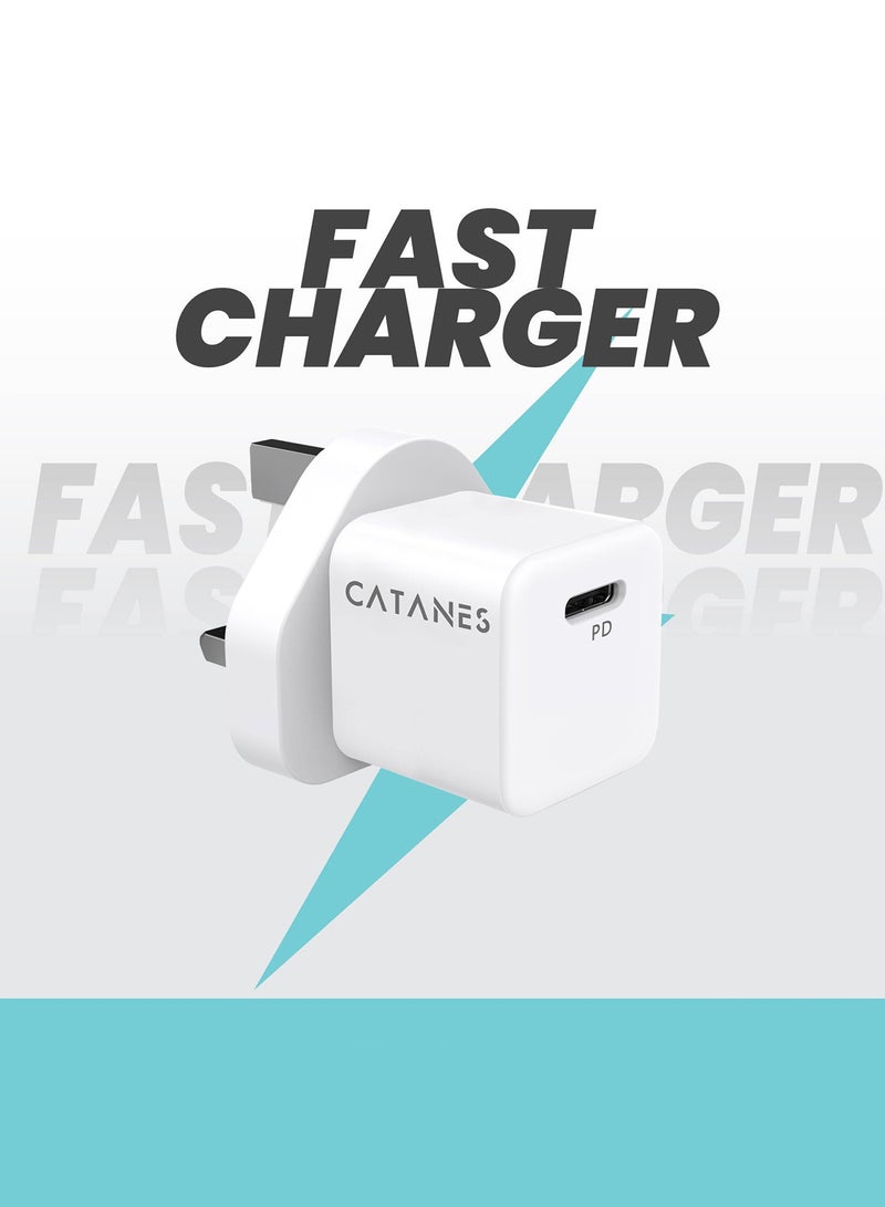 CATANES 25W Fast Charger Type C 3Pin for iPhone Samsung and all Universal Mobile Phones and Digital Devices / White  - Image 3