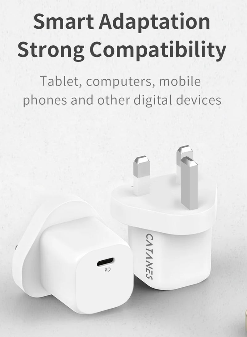 CATANES 25W Fast Charger Type C 3Pin for iPhone Samsung and all Universal Mobile Phones and Digital Devices / White  - Image 4