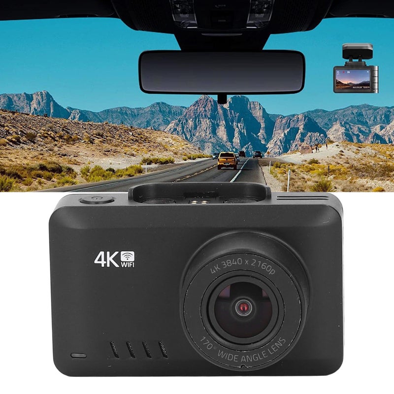 Car Dash Camera 4K 1080P 2.45in IPS Screen 170 Wide Angle Night Vision 2 Parking Modes WiFi GPS Dual Dash Cam for IOS for Android - Image 4