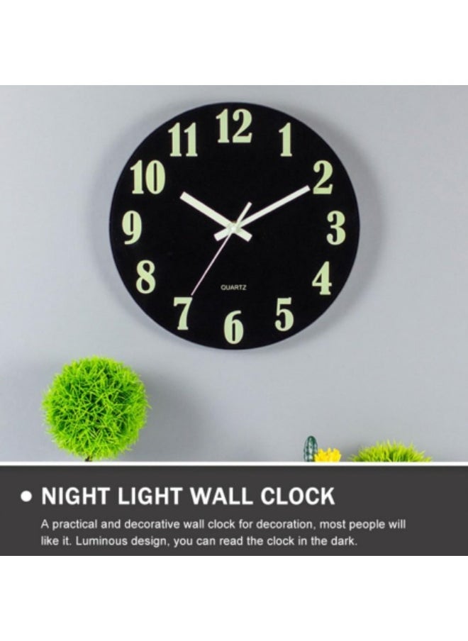 GGEROU Luminous Wall Clock, Silent Wooden Design Night Lights Round Wall Clock, Silent Non-Ticking Battery Operated Round Wall Clocks, 12 Inch  - Image 3