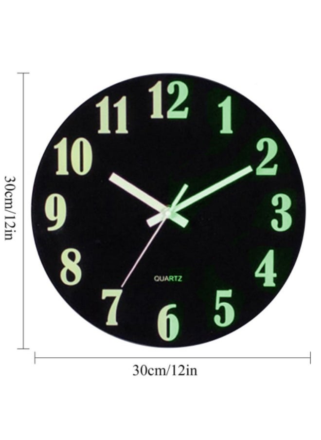 GGEROU Luminous Wall Clock, Silent Wooden Design Night Lights Round Wall Clock, Silent Non-Ticking Battery Operated Round Wall Clocks, 12 Inch  - Image 5