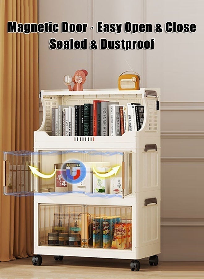 CozyNest 5-Tier Transparent Rolling Storage Rack, 65 cm Wide, for Living Room and Bedroom - Image 3