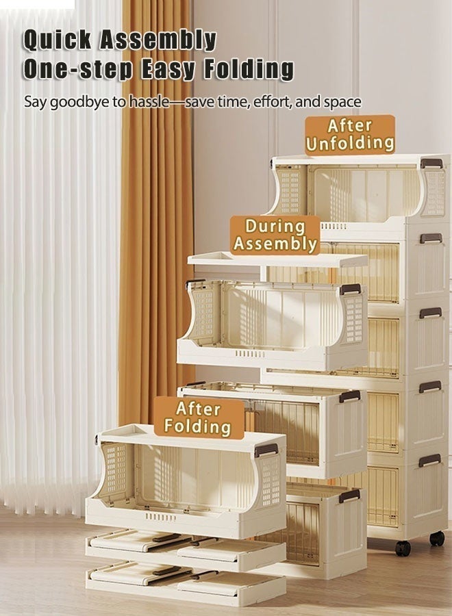 CozyNest 5-Tier Transparent Rolling Storage Rack, 65 cm Wide, for Living Room and Bedroom - Image 2