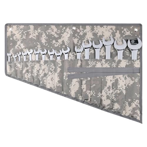 ROCKCOON 16 Pocket Wrench Roll Organizer, Rolled Tool Pouch Bag with Water Proof Oxford Cloth, Light Camouflage - Image 1