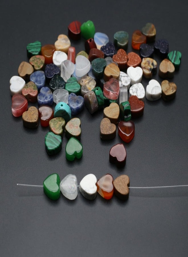 LE SKY 40 Pcs Healing Loose Beads Flat Heart Shape Natural Necklace Stone Pendants Crystal for Jewelry Making DIY Craft - Image 3