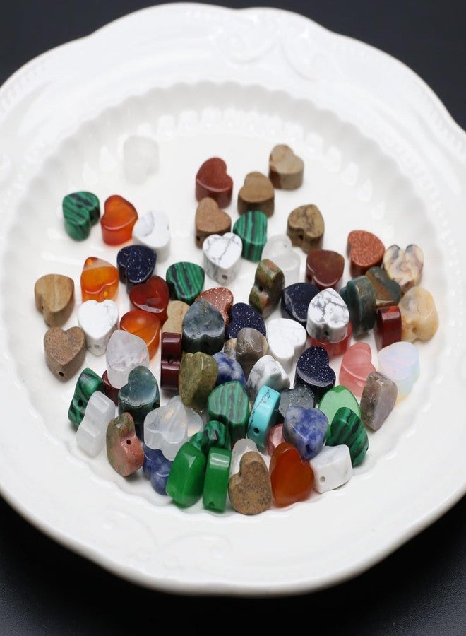 LE SKY 40 Pcs Healing Loose Beads Flat Heart Shape Natural Necklace Stone Pendants Crystal for Jewelry Making DIY Craft - Image 5