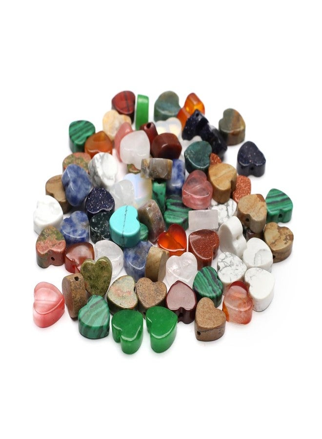 LE SKY 40 Pcs Healing Loose Beads Flat Heart Shape Natural Necklace Stone Pendants Crystal for Jewelry Making DIY Craft - Image 2