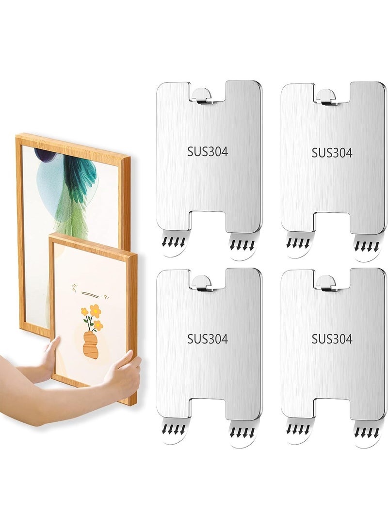 Tanyaz Metal Picture Frame Hangers Damage Free Hanging, Adhesive Sawtooth Picture Hanging Hooks Without Nails No Damage Picture Wall Hangers Art Hanger Hooks for Home Door Closet - Image 1