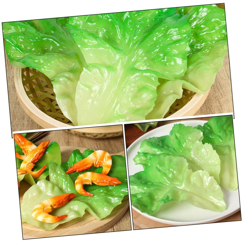 3pcs Artificial Lettuce Leaves Lifelike Vegetable Photography Props for Home Farmhouse Decoration - Image 5