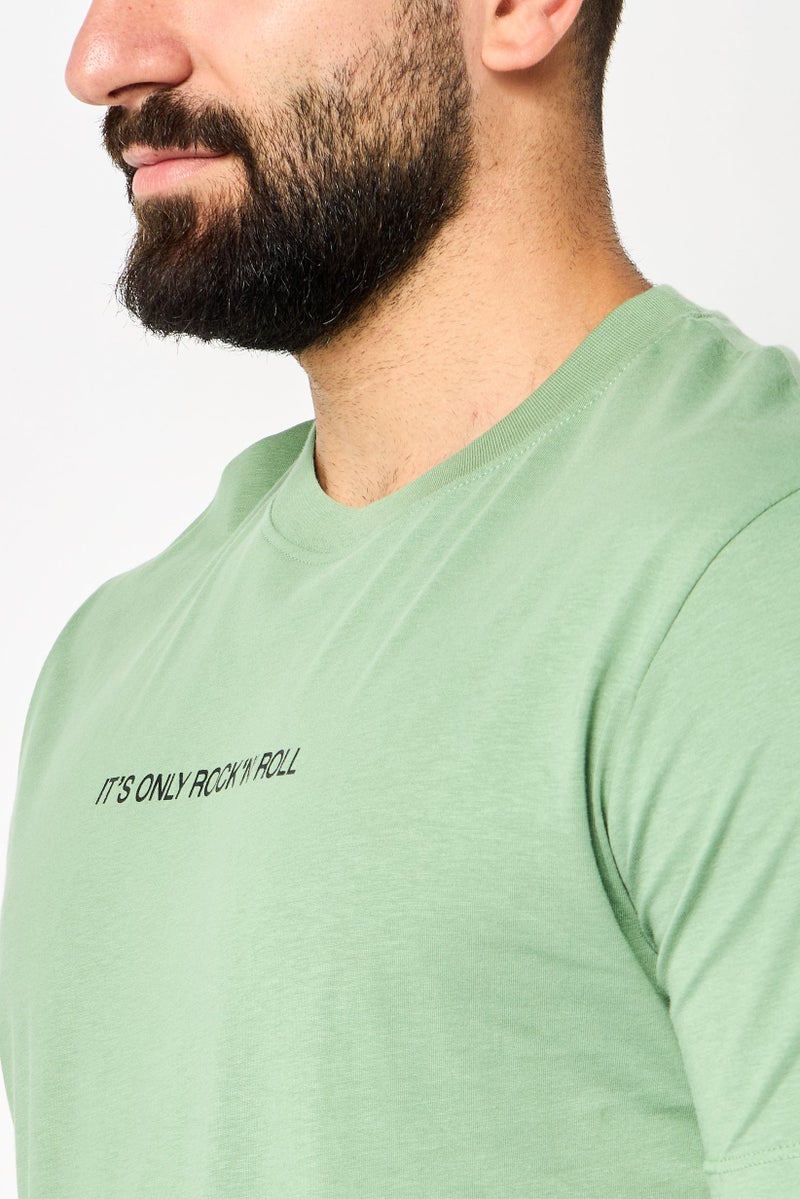 JOHN RICHMOND Men Crew Neck Short Sleeve Graphic Print T-shirt, Dark Sage - Image 3