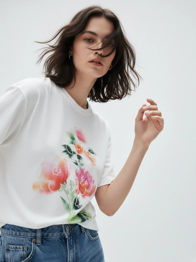 Outzidr  White Graphic Oversized T-Shirt for Women | Best Price UAE