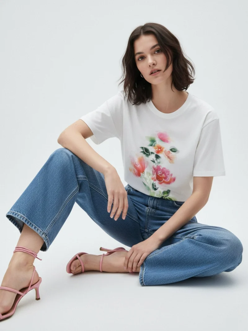 Outzidr  White Graphic Oversized T-Shirt for Women | Best Price UAE