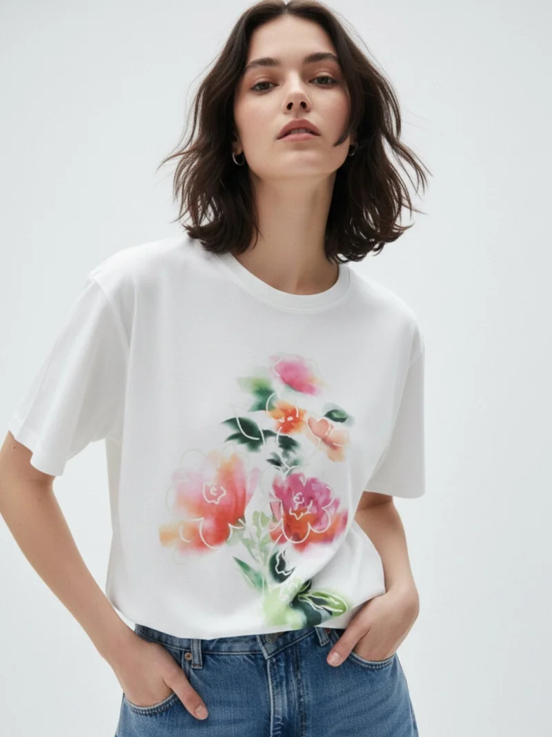 أوجيدر White Graphic Oversized T-Shirt