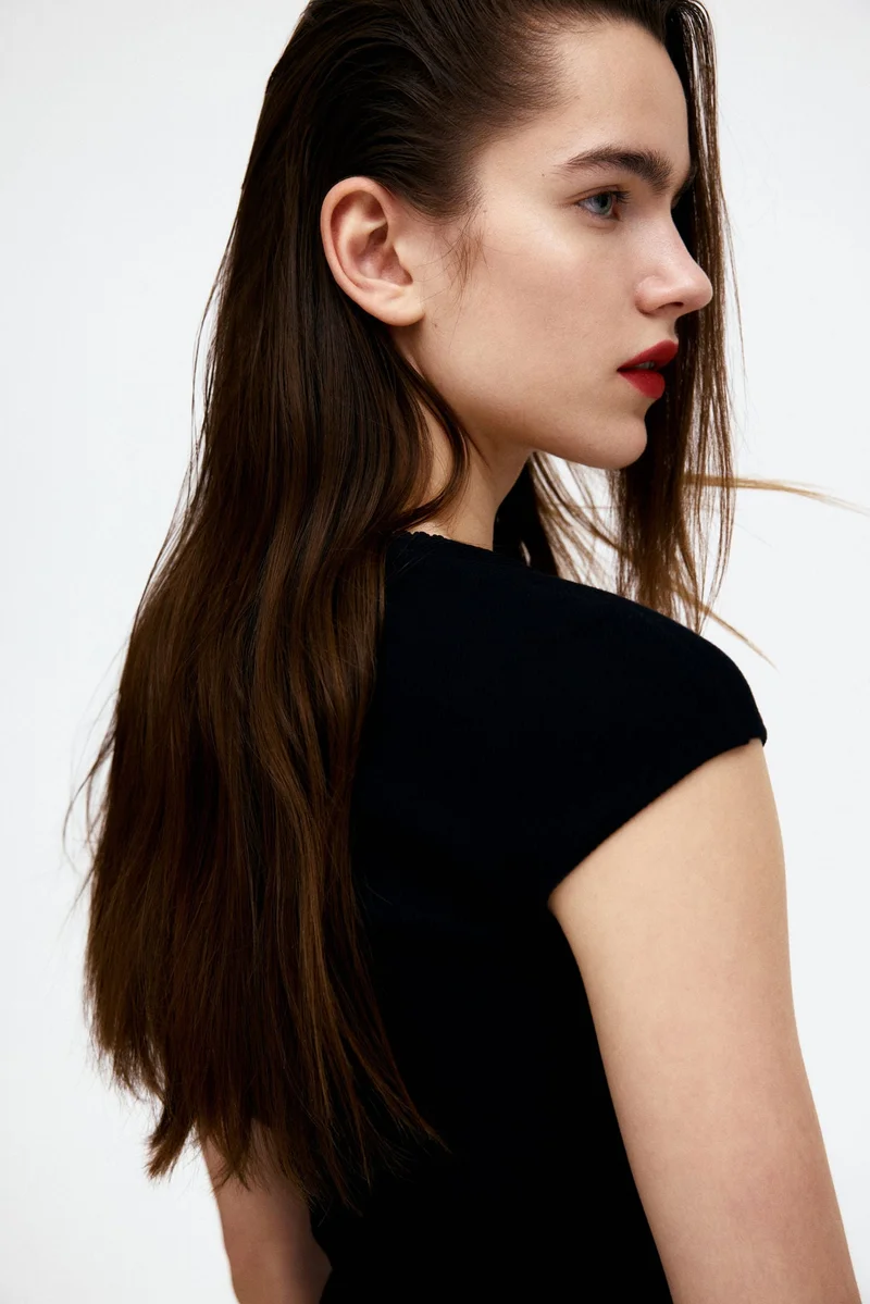 H&M Ribbed sweetheart-neck top