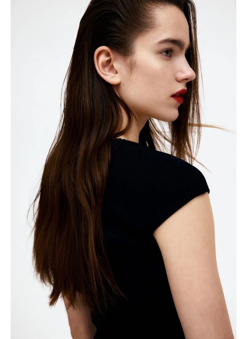 اتش اند ام Ribbed sweetheart-neck top