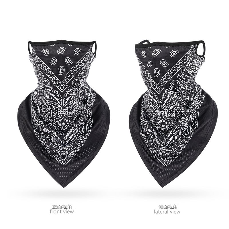 Generic Ice Silk Mesh Triangle Bandana Breathable Cycling UV Protection Unisex Outdoor Neck Gaiter New Flat Black Cashew Flower