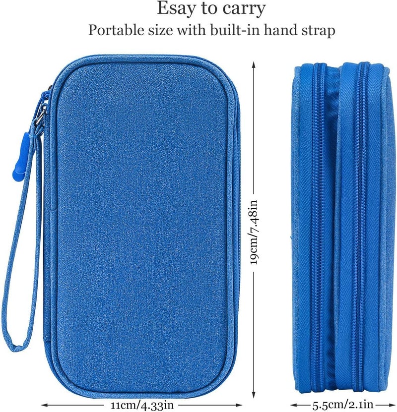 CAOODKDK CAOODKDK Electronics Accessories Organizer Pouch Bag, Electronic Organizer Travel Case Cable Organizer Electronics Accessories Bag for Cable, Charger, SD Card, Business Travel Gadget Bag (Blue)  - Image 2