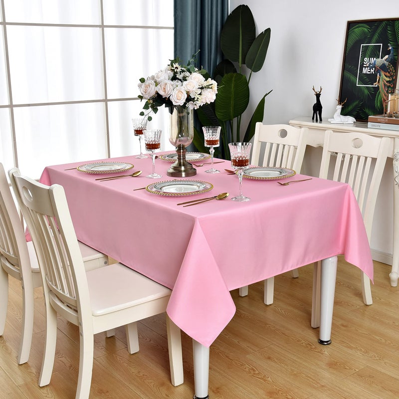 Kaipho Pink Rectangle tablecloth مقاومة للماء مقاومة للبقعة مقاومة للتجاعيد طاولة خالية من القماش 210GSM البوليستر القابل للمساو - Image 2