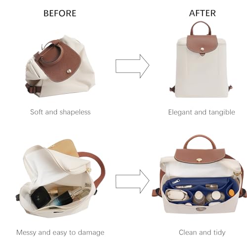 Lckaey Bag Organizer for Le Pliage Backpack - Felt Knapsack Purse Insert - Y083 Blue - Image 4