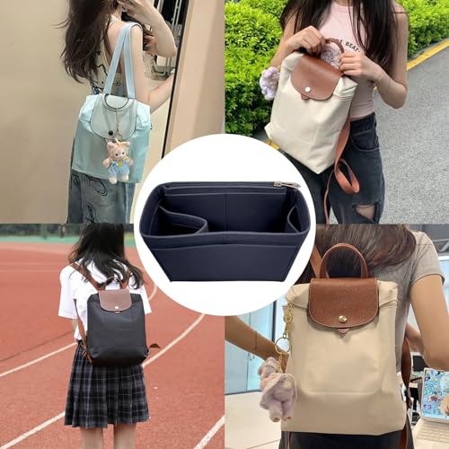 Lckaey Bag Organizer for Le Pliage Backpack - Felt Knapsack Purse Insert - Y083 Blue - Image 5