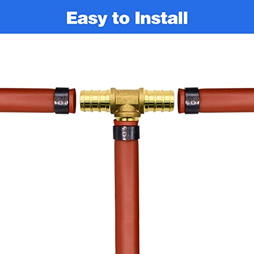 Ruby Q 10 Pack 3/4" PEX Fittings, Brass Tee Fittings, for PEX Tubing Pipe - Image 4