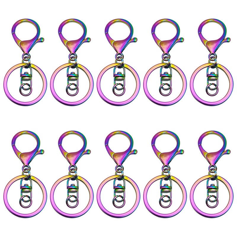 12pcs Lobster Claw Clasps Keychain for Jewelry MakingMetal Lobster Claw Clasp with Key RingOpen Jump Ring Lobsters Trigger Swivel Clasps Hook Clips Keychain Rings for DIY Jewelry MakingRainbow
