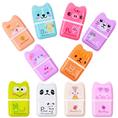 NEPOG 10 Pcs Cute Erasers, Cartoon Animal Themed Roller Eraser, Erasers for Kids, Eraser with Cover and Roller for Kids Office School Supplies - Image 1