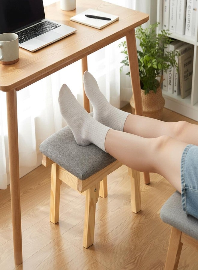 Lawei Small Foot Stool Ottoman, 11 Inch Soft Fabric Foot Rest for Under Desk, Tea Seat Stool with Wood Legs and Padded, Rectangular Footstool for for Sofa Living Room Bedroom Entryway, Easy Assembly - Image 3