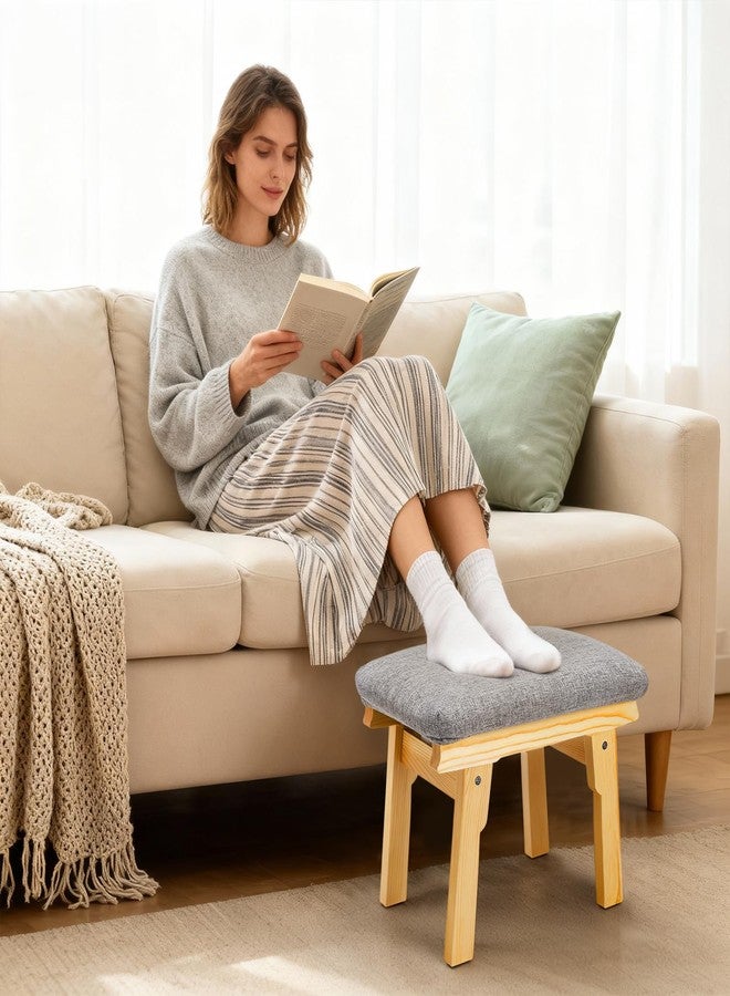 Lawei Small Foot Stool Ottoman, 11 Inch Soft Fabric Foot Rest for Under Desk, Tea Seat Stool with Wood Legs and Padded, Rectangular Footstool for for Sofa Living Room Bedroom Entryway, Easy Assembly - Image 4