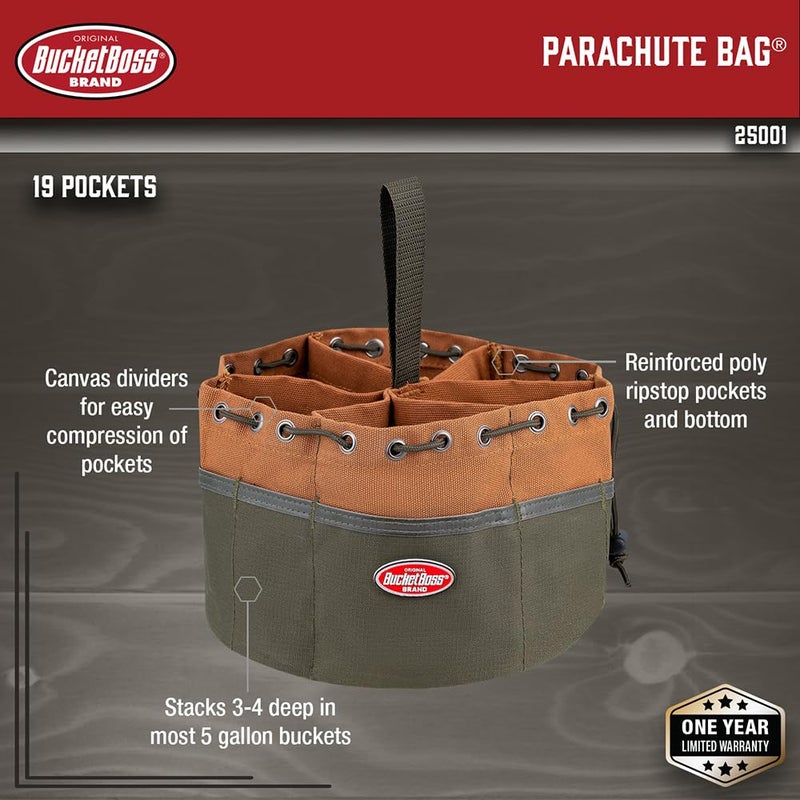 Bucket Boss Parachute Bag Small Parts Bag in Brown  25001 - Image 2